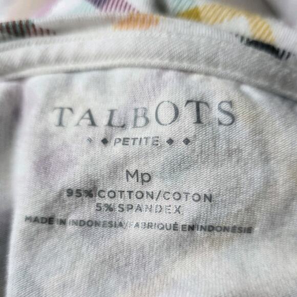 Talbots Cotton Blend Rainbow Plaid Print Boatneck 3/4 Sleeve Top Size MP - Picture 5 of 9